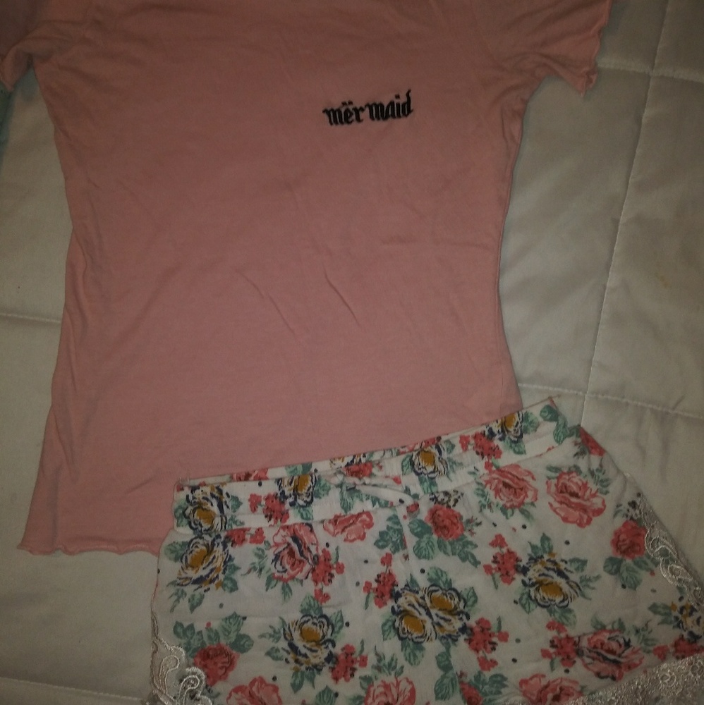 Adam Levine boho shorts & mermaid cropped tee